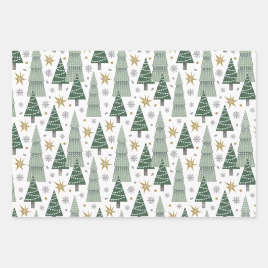 Kerstbomen, snoepstokken en cadeaus inpakpapier vel (Voorkant)