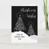kerstbomen Snow Modern Silver Design Kaart (Voorkant)