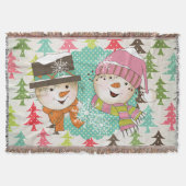 Kerstbomen Snowmen Holiday Throw Deken (Voorkant)