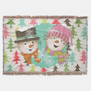 Kerstbomen Snowmen Holiday Throw Deken