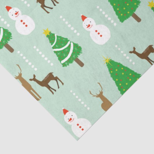 kerstbomen Snowmen Reindeers Snow Tissuepapier (Detail)