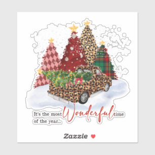 Kerstbomen Vakantie Seizoen Retro Sticker