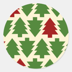 Kerstbomen Vakantiepatroon Ronde Sticker