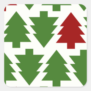 Kerstbomen Vakantiepatroon Vierkante Sticker