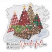 Kerstbomen Vakantieseizoen Retro Sticker (Voorkant)