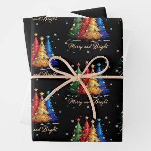 Kerstbomen vrolijk en helder Kerstcadeau Schattig Inpakpapier Vel