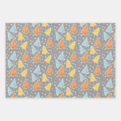 Kerstbomen "Vrolijk Kerstfeest" sneeuwgrijs rustie Inpakpapier Vel (Voorkant)