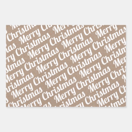 Kerstbomen "Vrolijke Kerstmis" sneeuw rustiek Inpakpapier Vel (Voorkant 3)