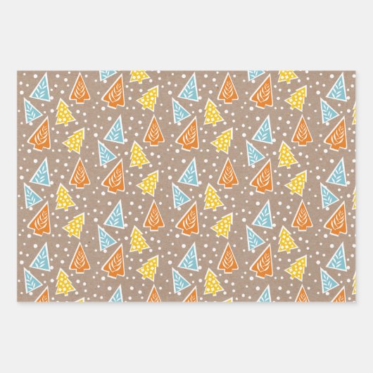 Kerstbomen "Vrolijke Kerstmis" sneeuw rustiek Inpakpapier Vel (Voorkant)