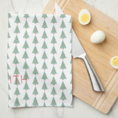 Kerstbomen Waterverf Art NAME Feestdagen Theedoek (Quarter Fold)