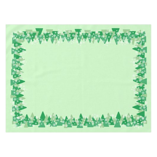 Kerstbomen Witte Sneeuwvlokken Groen Tafelkleed (Voorkant (Horizontaal))