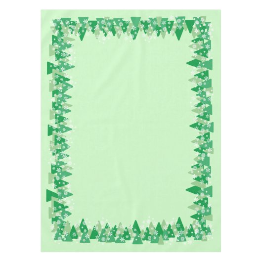 Kerstbomen Witte Sneeuwvlokken Groen Tafelkleed (Voorkant)