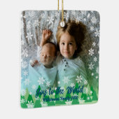 Kerstbomen Witte Sneeuwvlokken Vreugde aan de Were Keramisch Ornament (Rechts)