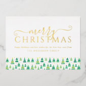 Kerstbomen Zakelijk Bedrijfslogo Goud Folie Feestdagenkaart (Voorkant)
