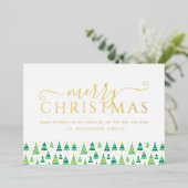 Kerstbomen Zakelijk Bedrijfslogo Goud Folie Feestdagenkaart (Staand Voorkant)