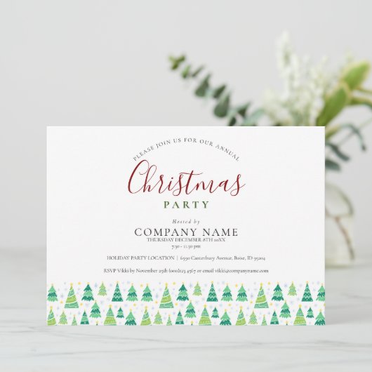 Kerstbomen Zakelijk Kerstfeest Kaart (Staand voorkant)