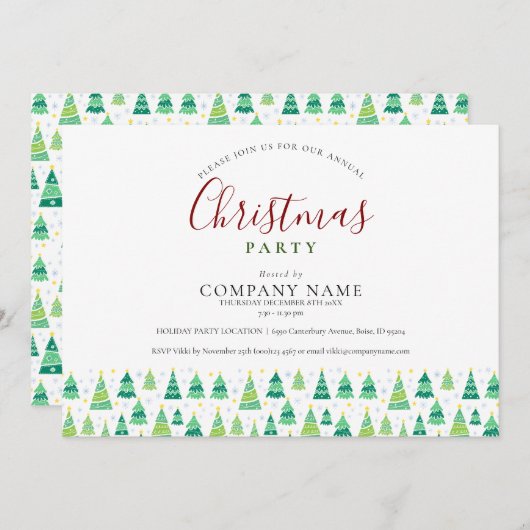 Kerstbomen Zakelijk Kerstfeest Kaart (Voorkant / Achterkant)