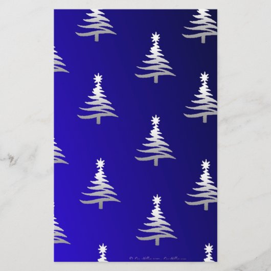 kerstbomen zilver op kobalt Blue Briefpapier (Voorkant)