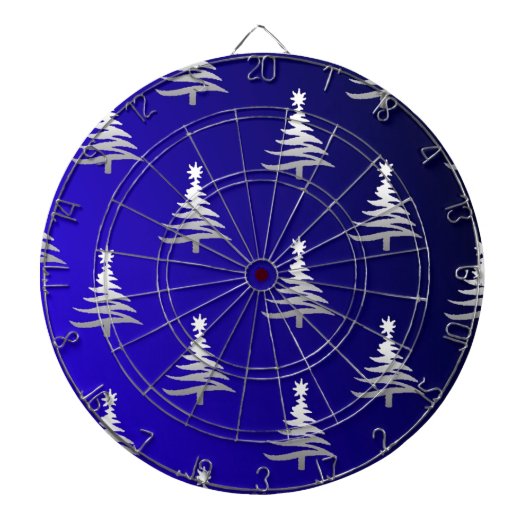 kerstbomen zilver op kobalt Blue Dartbord (Voorkant)