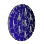 kerstbomen zilver op kobalt Blue Dartbord (Voorkant Links)