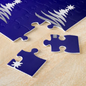 kerstbomen zilver op kobalt Blue Legpuzzel (Zijkant)
