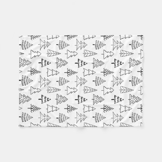 Kerstbomen zwart en wit patroon fleece deken (Voorkant (Horizontaal))