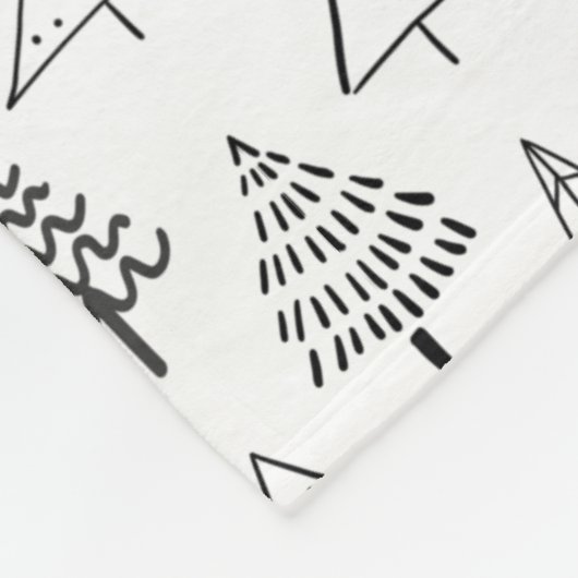 Kerstbomen zwart en wit patroon fleece deken (Hoek)