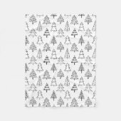 Kerstbomen zwart en wit patroon fleece deken (Voorkant)