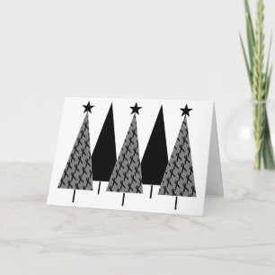 Kerstbomen - Zwarte lint Feestdagen Kaart