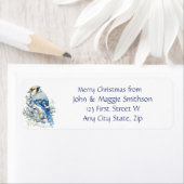Kerstboodschap Blue Jay Bird Wildlife Art Etiket (Insitu)