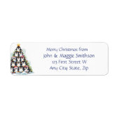 Kerstboodschap Penguin Kerstboom Fun Etiket (Voorkant)