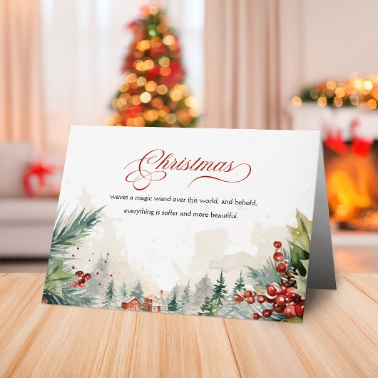 Kerstboodschap Winter Scene Niet Foto Feestdagen Kaart