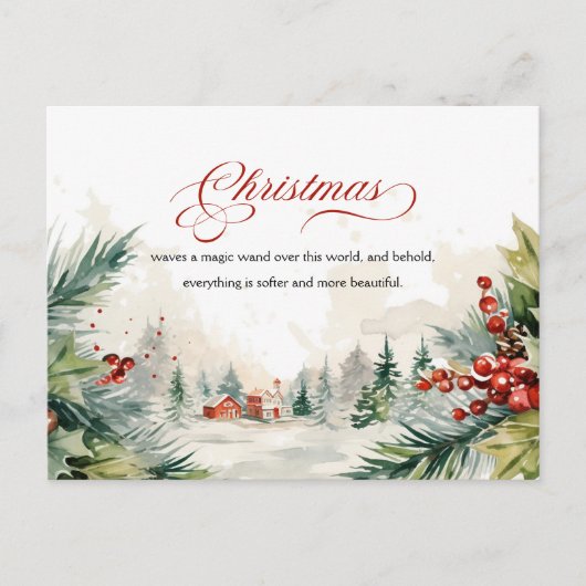 Kerstboodschap Winter Scene Niet Foto Feestdagenkaart (Voorkant)