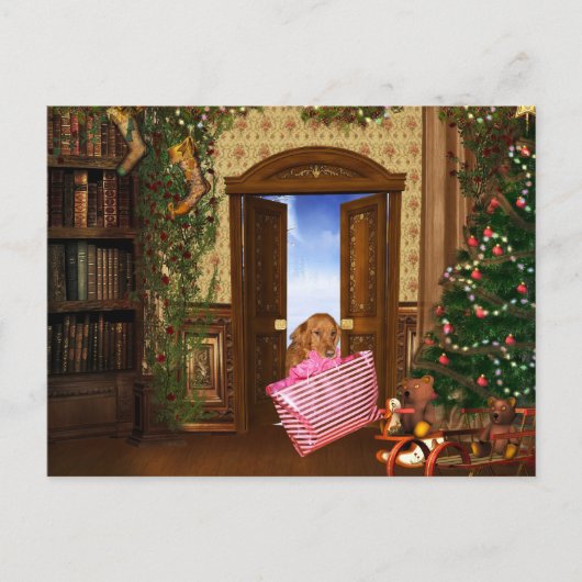 Kerstboodschapper Feestdagenkaart (Voorkant)