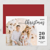 Kerstboog 1 foto modern, lichtrood feestdagenkaart (Voorkant / Achterkant)