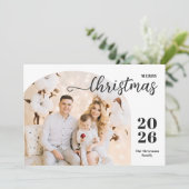 Kerstboog 1 foto modern, lichtrood feestdagenkaart (Staand voorkant)