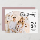 Kerstboog 1 foto moderne minimalistische handschoe feestdagenkaart (Voorkant / Achterkant)