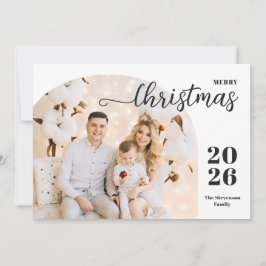 Kerstboog 2 foto's modern, minimalisblauw feestdagenkaart