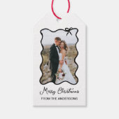 kerstboog | Chic zwart-wit foto Lijst Cadeaulabel (Voorkant)