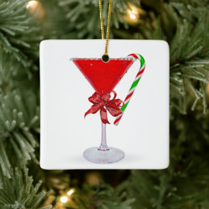 Kerstboog op Martini Cocktail Keramisch Ornament