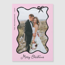 kerstboog | Zwart en Roze Foto Magnetische Kaart