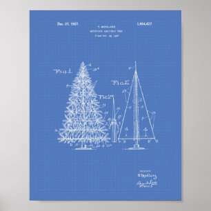 kerstboom 1927 Kunstblauwdruk voor patenten Poster