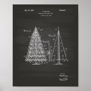 Kerstboom 1927 Patent Art Chalkboard Poster