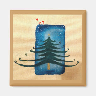 Kerstboom 5,1 cm vierkante magneet