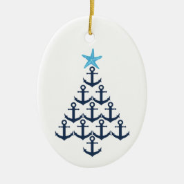Kerstboom Anchor Nautical Keramisch Ornament