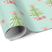 Kerstboom (Aqua) inpakpapier (Rol Hoek)