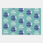 Kerstboom, artistiek blauw Merry Script Inpakpapier Vel (Voorkant)