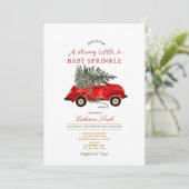 Kerstboom Auto Baby Sprinkle Uitnodiging (Staand voorkant)