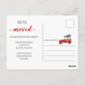 Kerstboom auto We hebben verhuisd vakantie verhuiz Briefkaart (Achterkant)