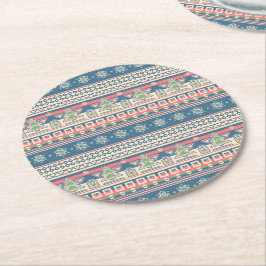 Kerstboom Azteekse stijl papier Ronde Kartonnen Onderzetter